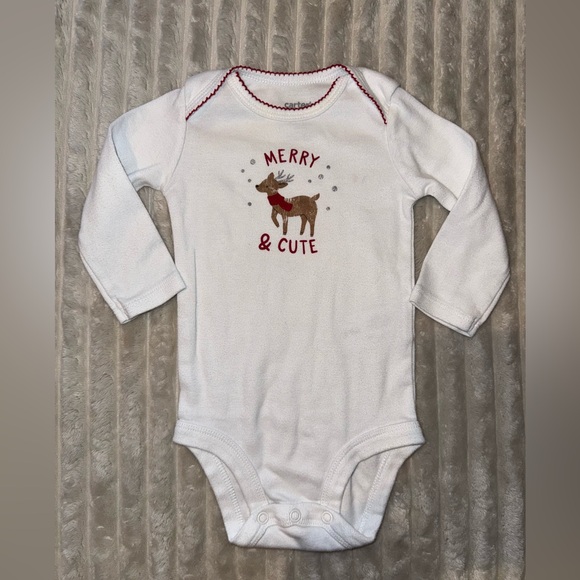 Carter's White 'Merry & Cute' Reindeer Bodysuit - Picture 1 of 2